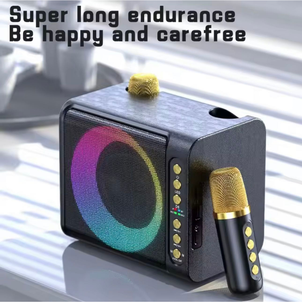 Bluetooth Speaker RGB Light Wireless Bluetooth Dual Microphone Karaoke ...