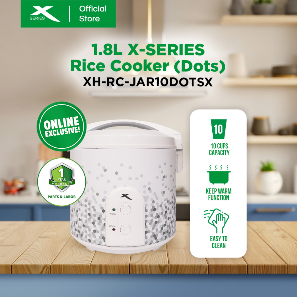X-SERIES 1.8L Rice Cooker 10 Cups Jar Type with Keep Warm Function ...