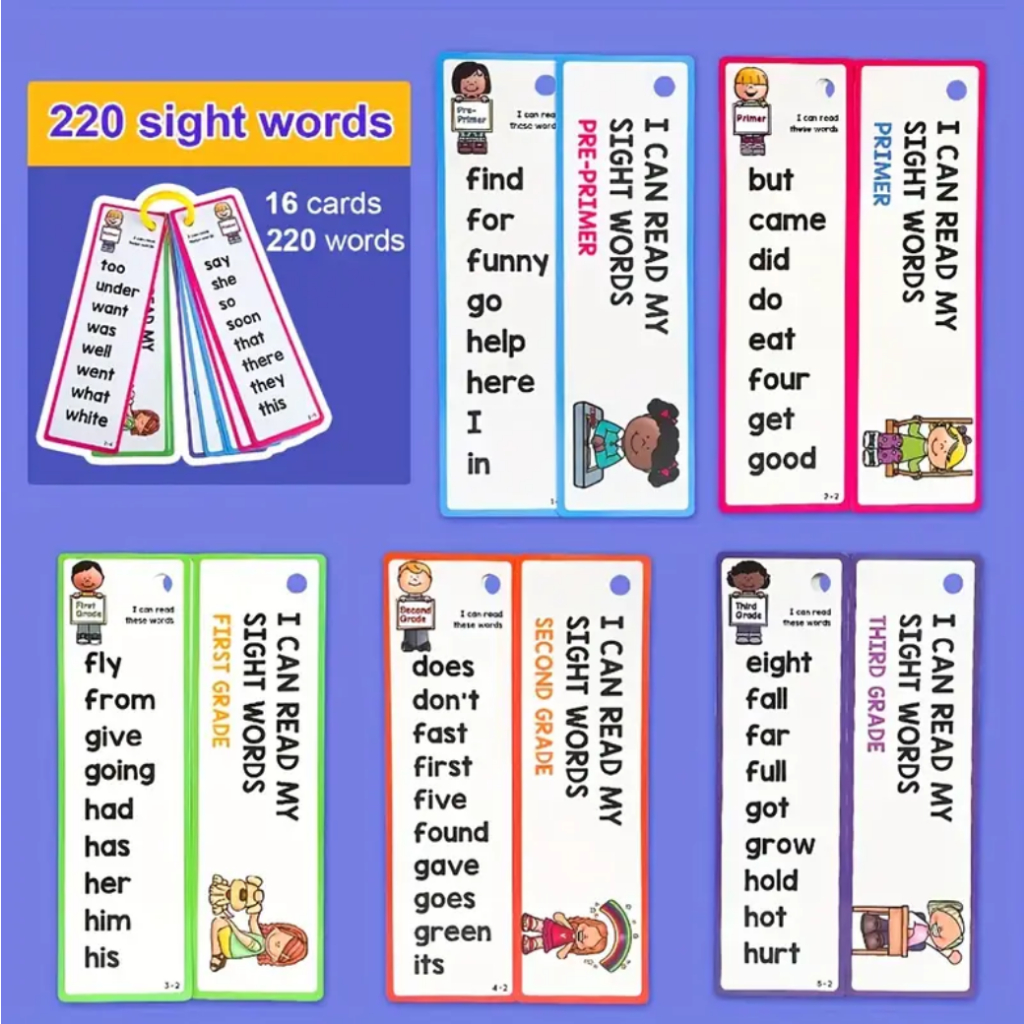 16 Pcs English HighFrequency Words Flash Cards For Early Childhood