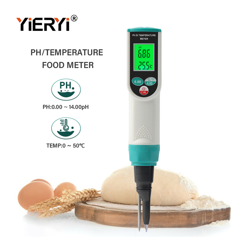 YIERYI pH Meter with ATC Food pH Tester, Digital Food pH Meter for