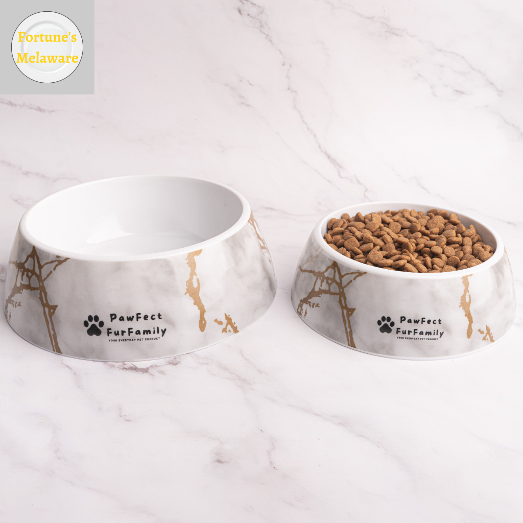 PawFect FurFamily Marble Design Dog Bowl/Pet Bowl/Pet Feeding Bowl