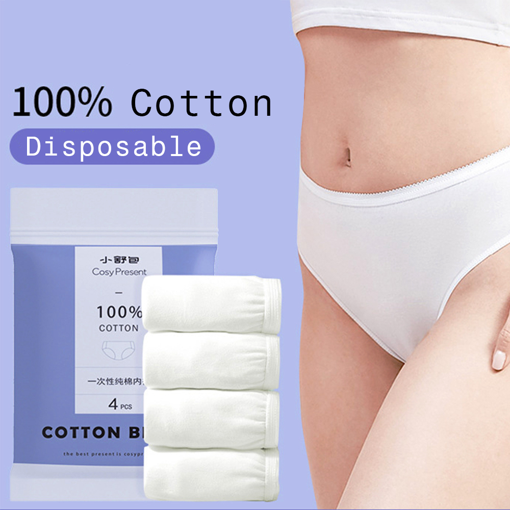 4Pcs Cotton Disposable Panties Travel Pack Light Weight Underwear