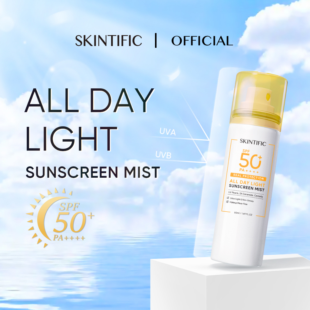 Skintific All Day Light Sunscreen Mist Spf50 Pa++++ Anti Uv Wajah/Body