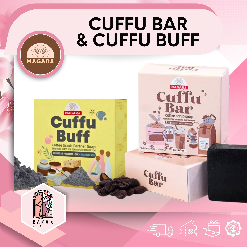 Magara Skin Cuffu Bar Coffee Scrub Soap & Cuffu Buff Volcanic Ash Soap ...