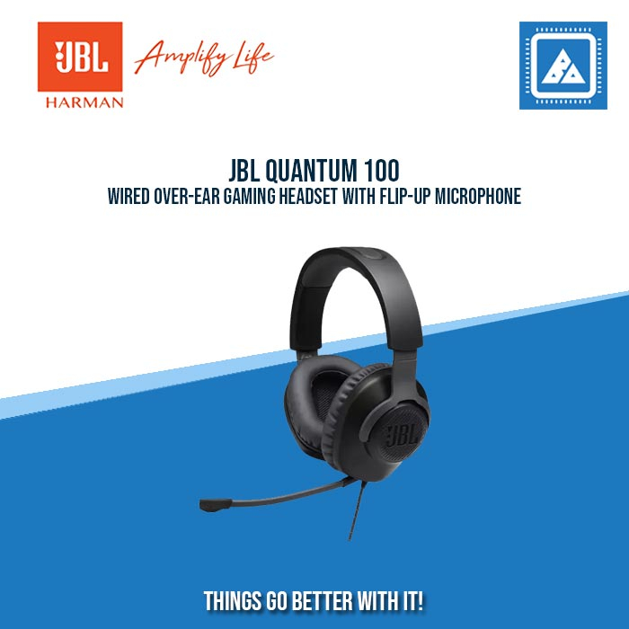 JBL Quantum 100 Wired OverEar Gaming Headset (Black / White) Shopee