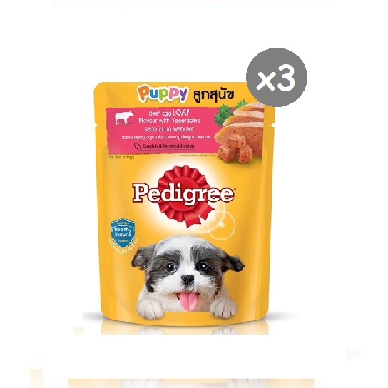 Pedigree Pouch Puppy Beef Egg Loaf with Veg 80g (Pack of 3) | Shopee ...