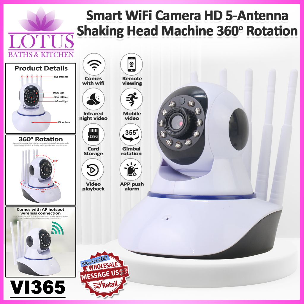 Lotus Baths VI365 IP Security Wireless Wifi CCTV Camera 5 Antennas with Two  Way Audio Monitoring | Shopee Philippines