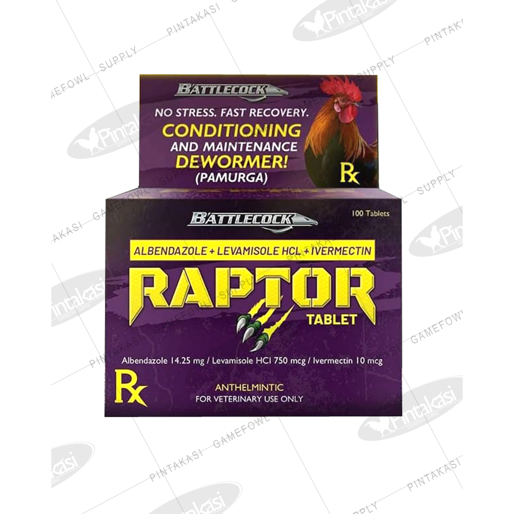1 box Battlecock Raptor 100 tablets Anthelmintic / Dewormer for