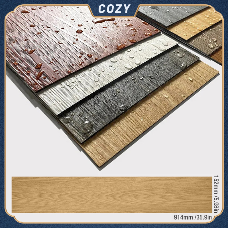 3D vinyl Floor Stickers 91x15cm Wood Grain Style Selfadhesive PVC