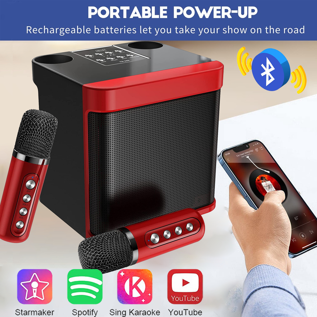 Karaoke bluetooth speaker with hot sale mic