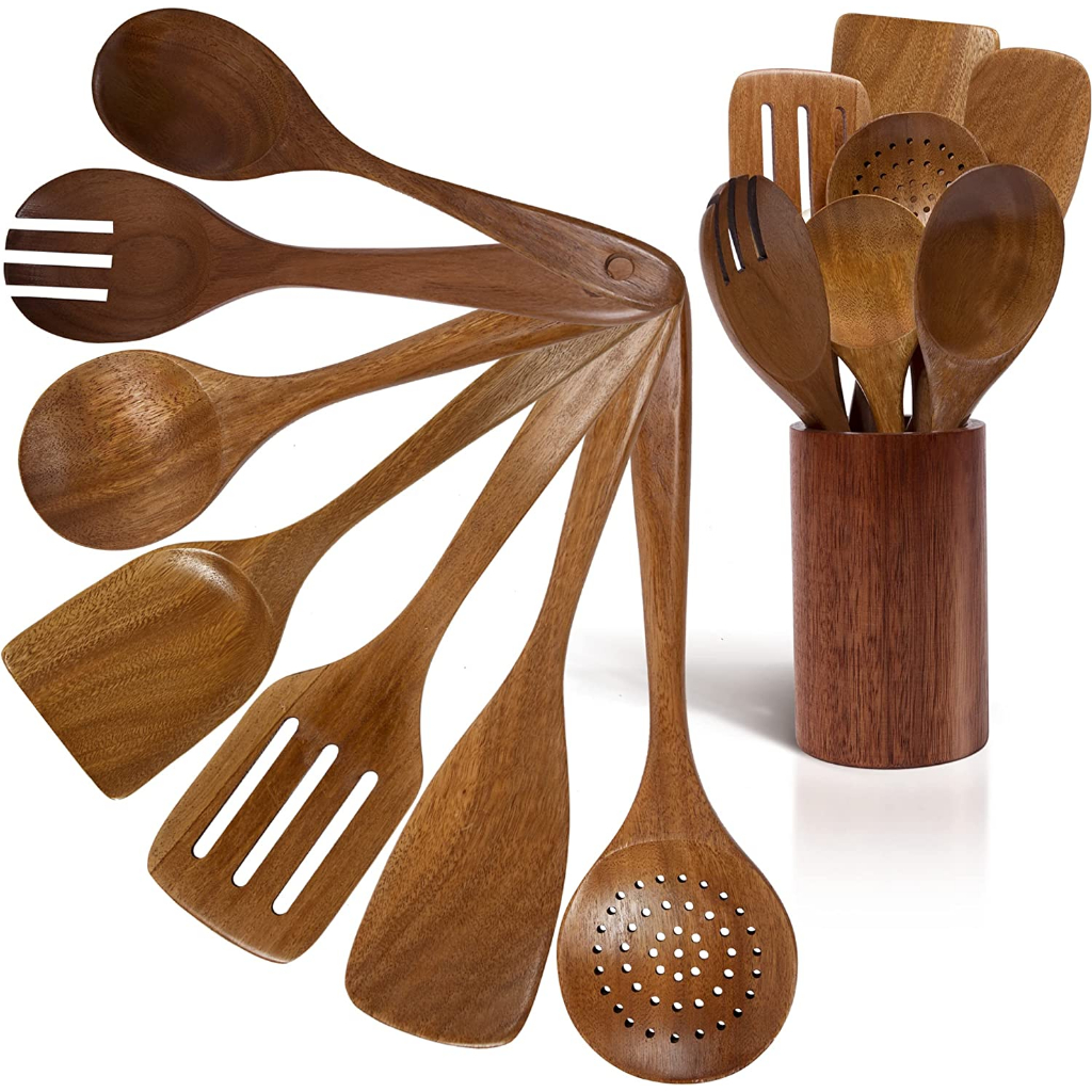 8 in 1 Eco FriendlyBamboo Kitchen Utensil Set Tool Kitchenware (Bamboo