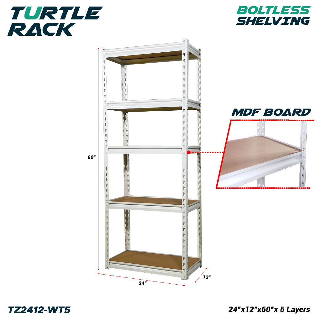 TURTLE RACK Boltless Steel Rack 3/4/5 Layers All-Metal/MDF Shelving ...