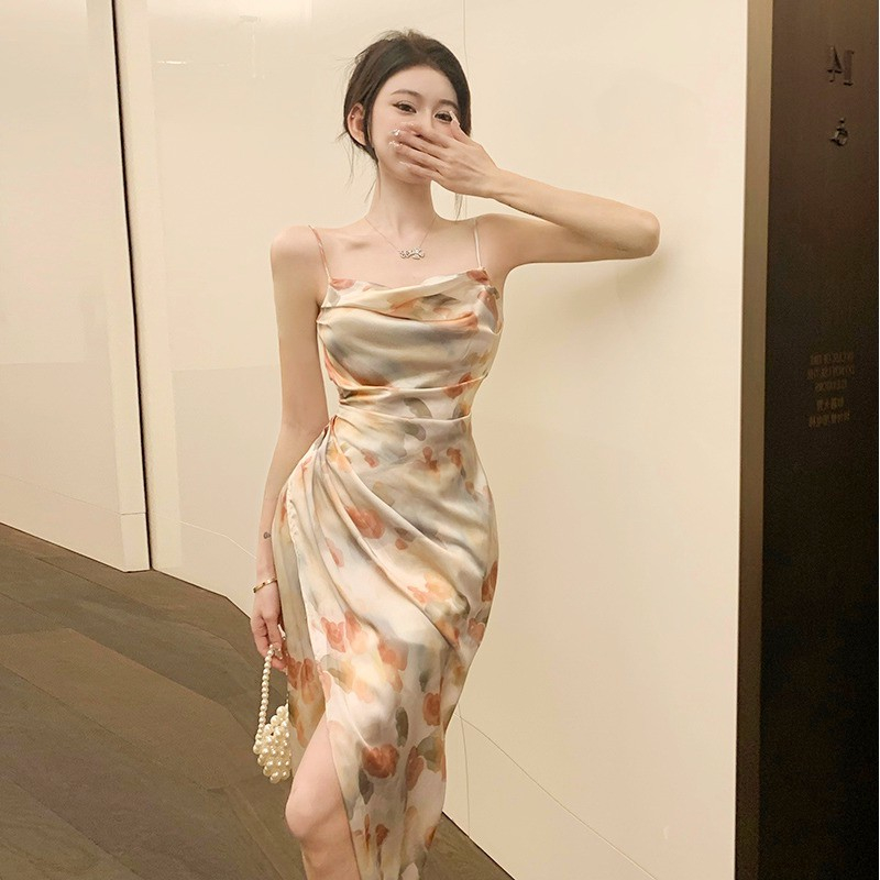 new trending korean sexy elegant white floral off shoulder long fitted ...