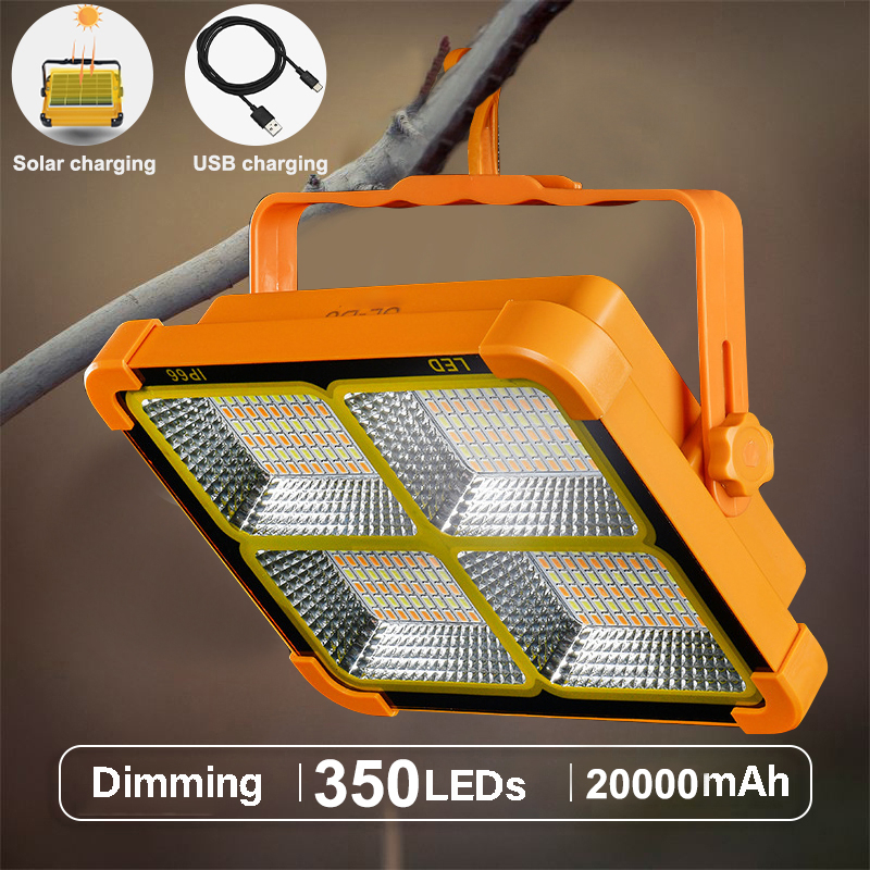 Portable Solar Light LED Solar Emergency Light Work Flashlight 12000LM Rechargeable Outdoor