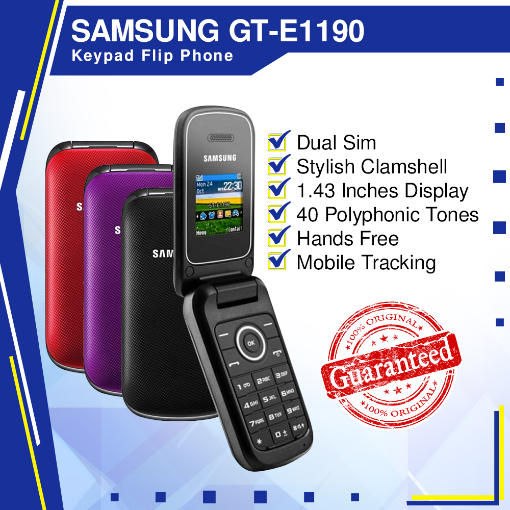 ORIGINAL Samsung GTE1190 Dual Sim For Nano Sim Basic Phone Keypad