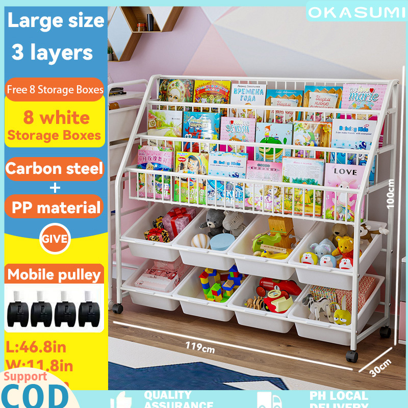 Okasumi COD Local Delivery Kids Bookshelf Toy Storage Rack Children's