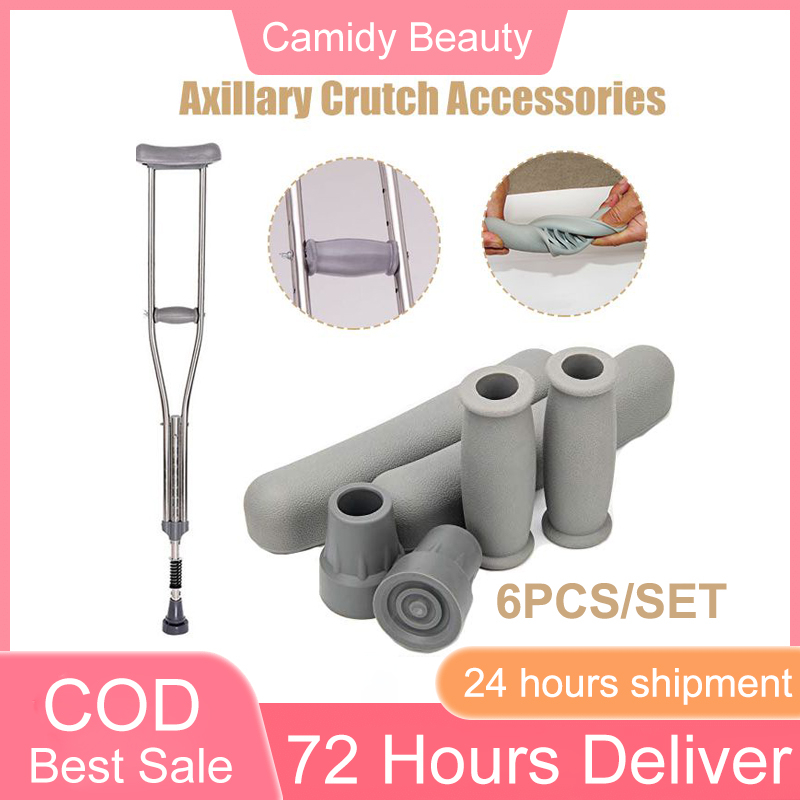 6Pcs/set Axillary Crutch Accessories Kit Pads Replacement Antislip Rubber Underarm Cushions Hand