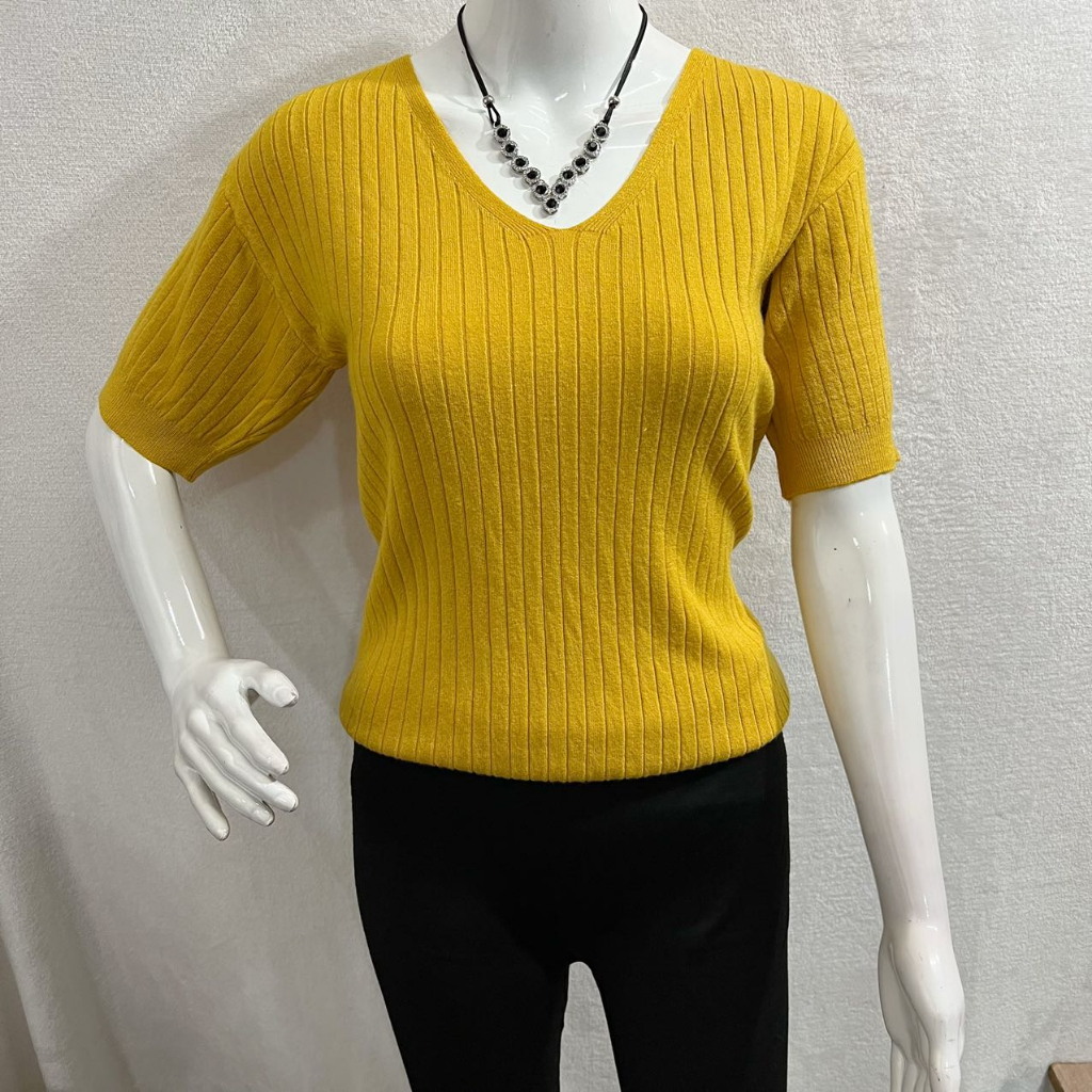 *AF*#1972# Korean Style Plus Size Women's Cotton Knitted V-Neck Short ...