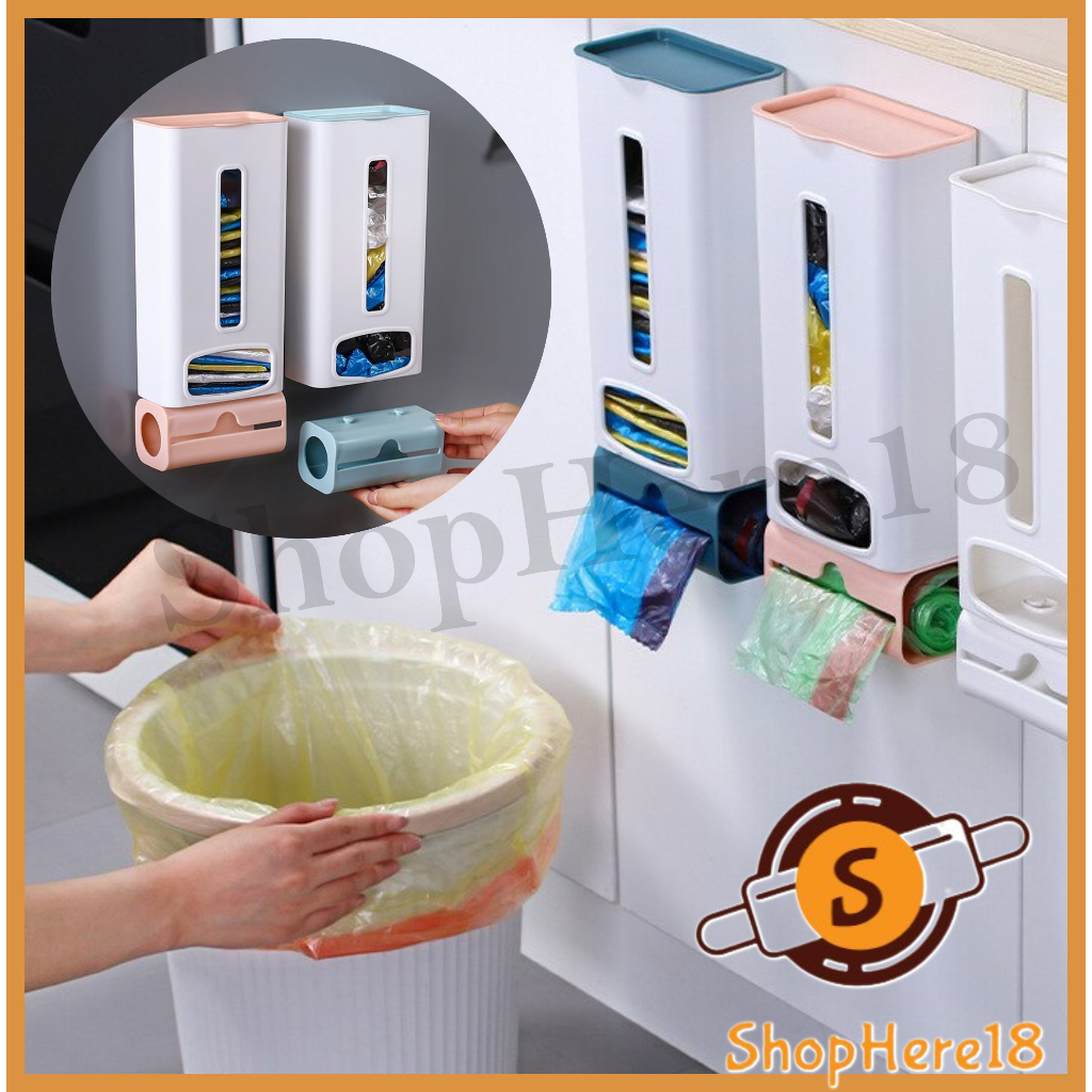 IKQPH Trash Bag Holder Dispenser Wall Mounted Kitchen Garbage Bag ...