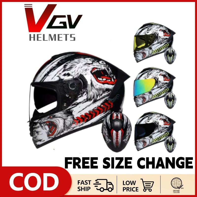 VGV Dual Lens With ICC Helmet Full Face Legit Motorcyle Helmet Shopee
