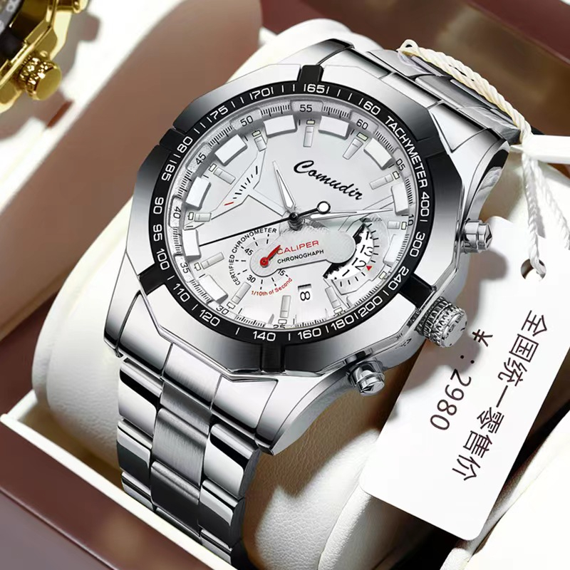 WEIGUAN Automatic Movement Non Mechanical Steel Band Men s Watch Waterproof Luminous Calendar Shopee Philippines