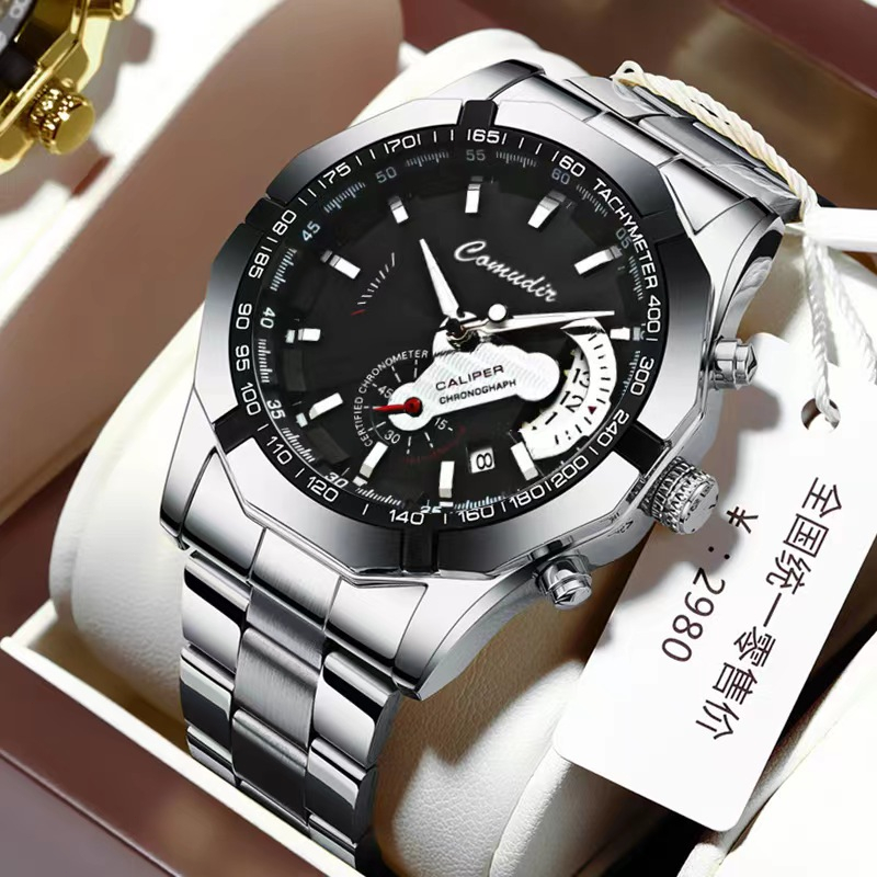 WEIGUAN Automatic Movement Non-Mechanical Steel Band Men's Watch ...
