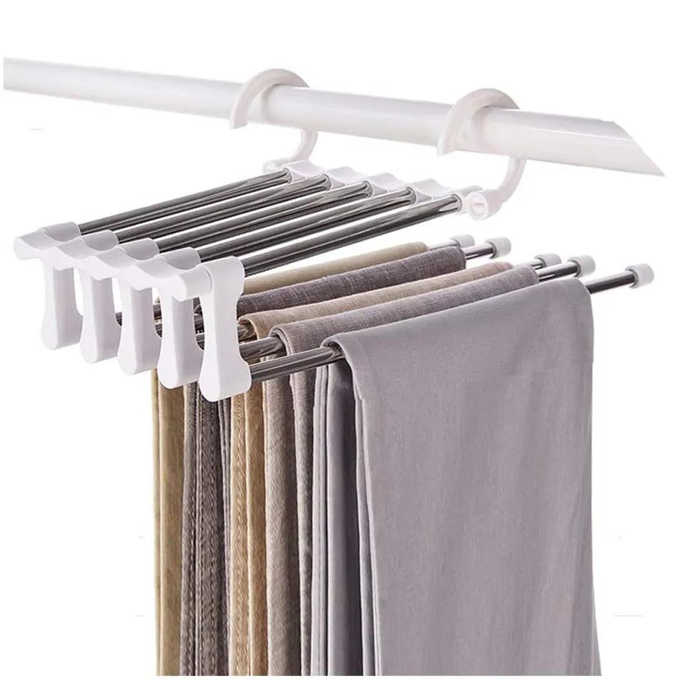 KM Multifunctional Folding 5 layer Hanger Stainless Steel Trouser Rack ...
