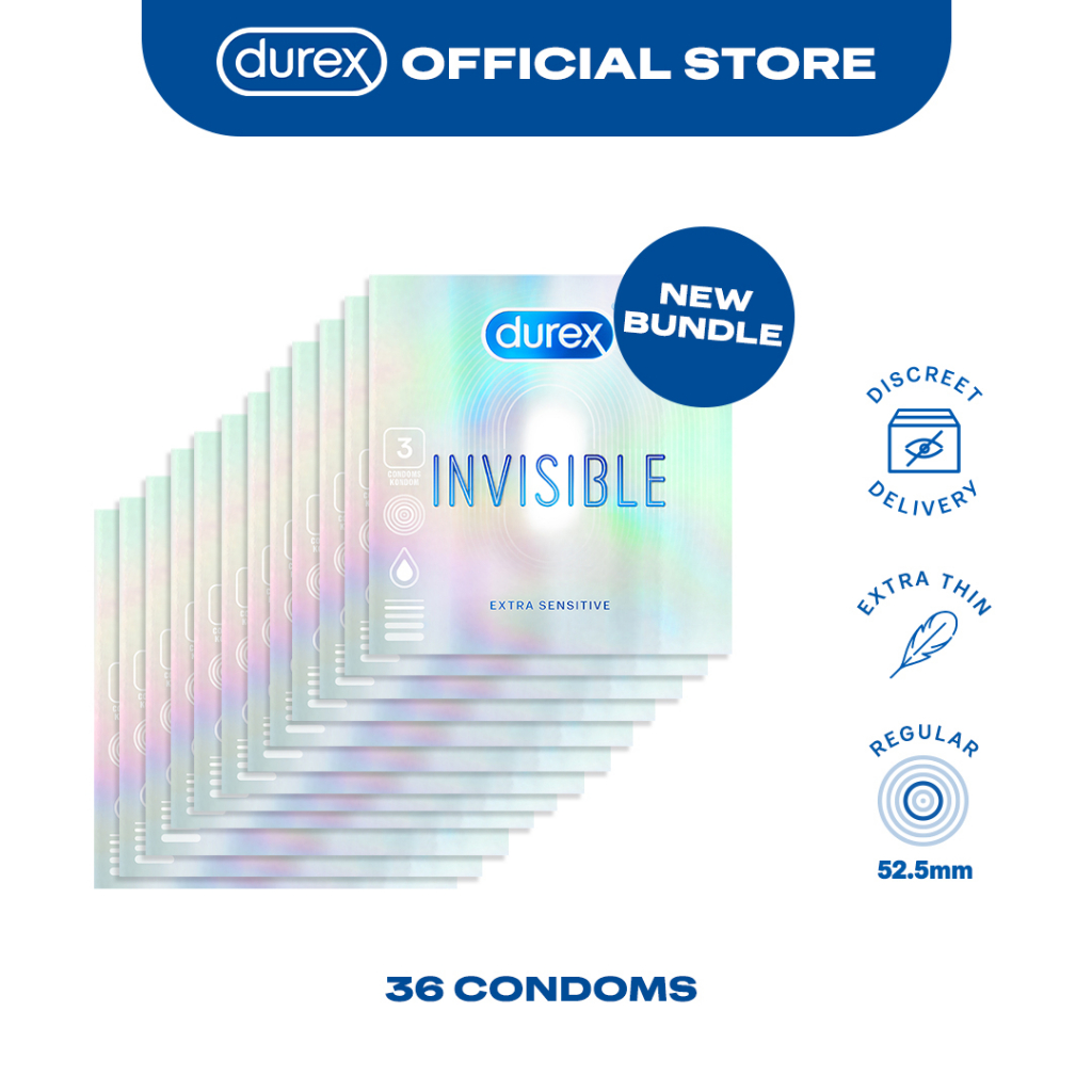 Durex Invisible Extra Thin Extra Sensitive Lubricated Condoms 3s (Set ...