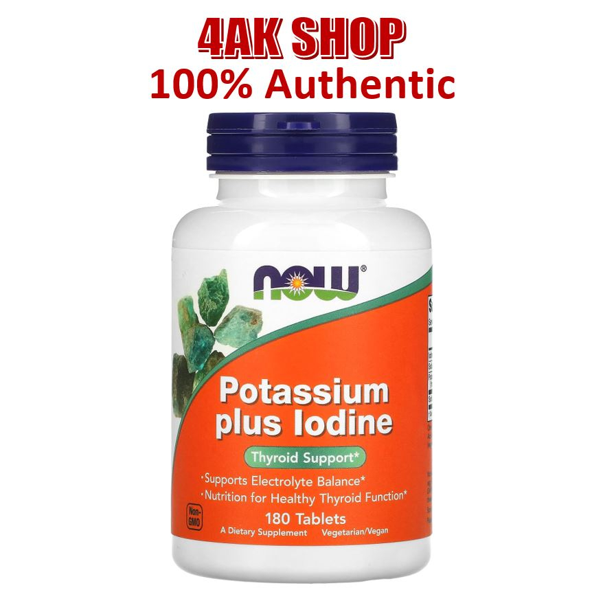 Potassium Plus Iodine 180 Tablets, Thyroid Support, Now Foods | Shopee ...