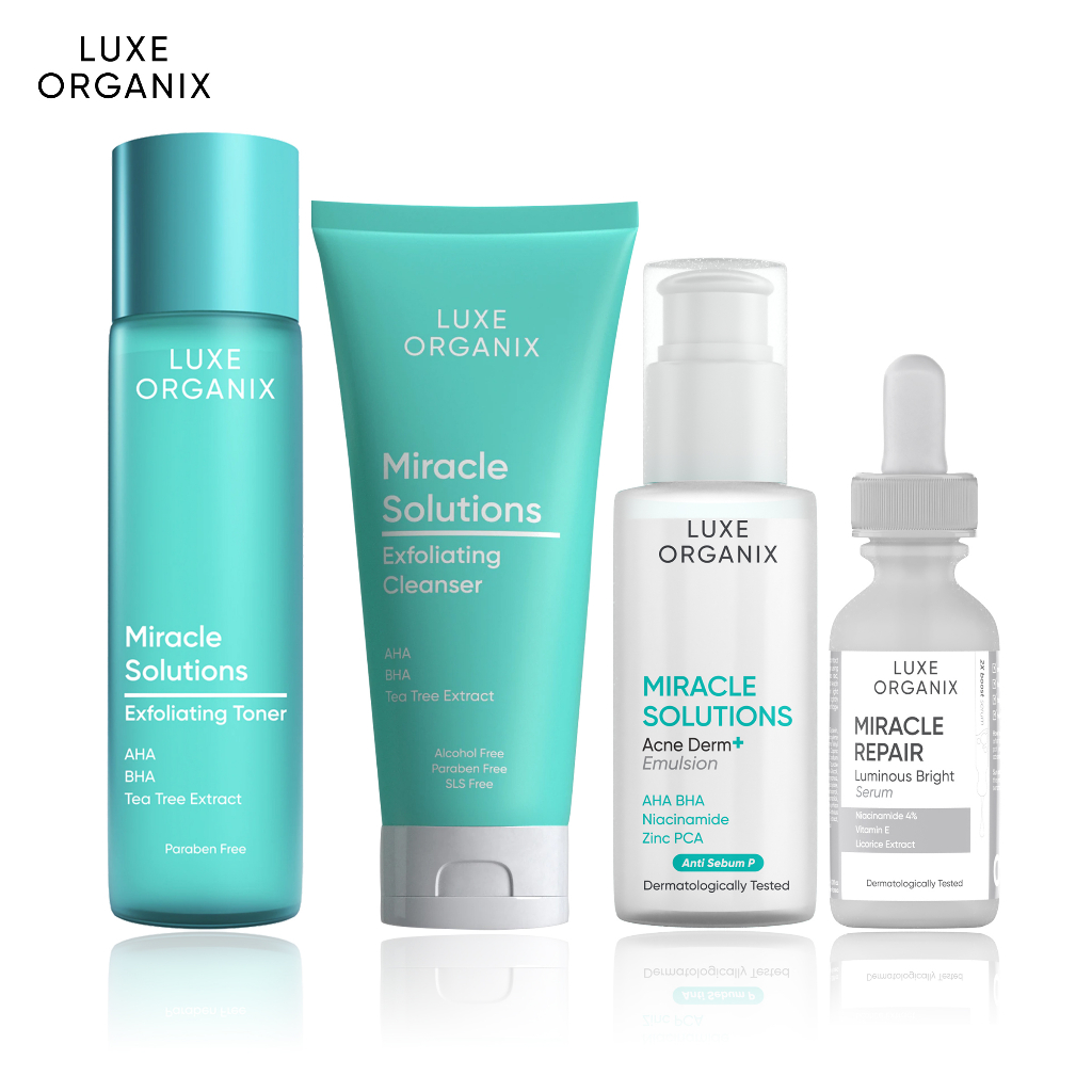 Luxe Organix Miracle Solutions Gel Cleanser 120mL, Emulsion 80mL, Toner