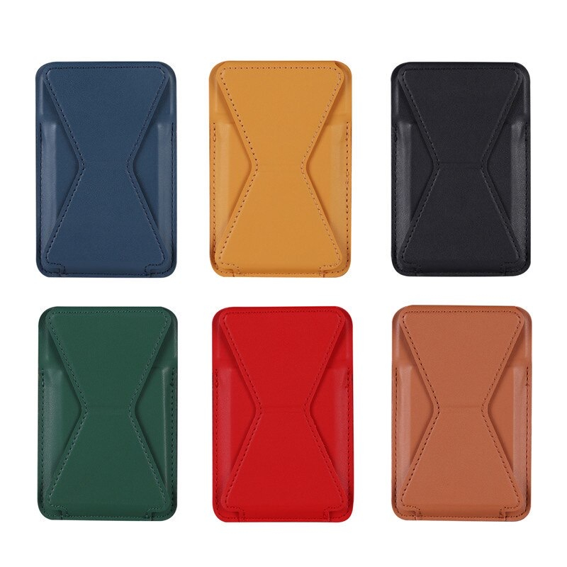 Leather Wallet Magnetic Invisible Folding Phone Stand Card Holder ...