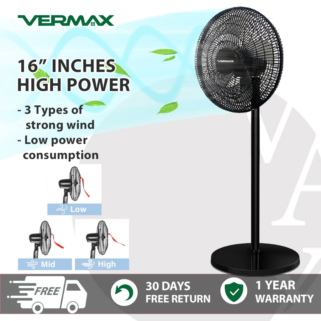 Vermax 16" Electricfan Strong Air Volume Table Fan for Home Natural