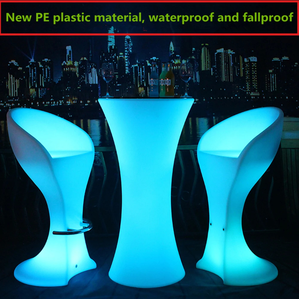 High Quality Plastic Modern Table and Chairs LED Tall Chair | Shopee ...