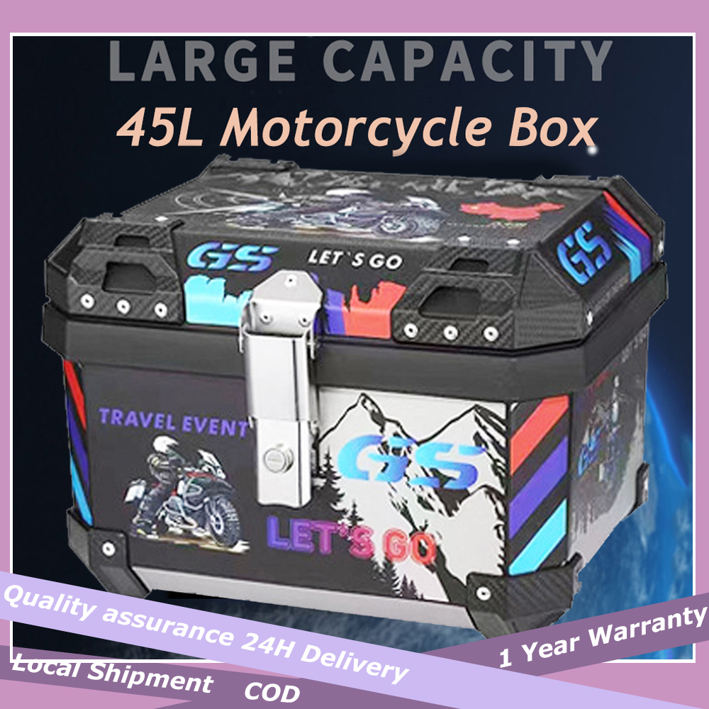 【COD】 Motor Top Box Motorcycle Box 45L Givi Box Motorcycle With Base Plate Top Box For