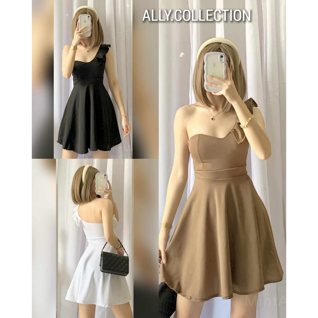 ARLETH Sexy Asymmetrical One Side Ruffle Shoulder Mini Kyla Dress for Women  Ally.Collection | Shopee Philippines