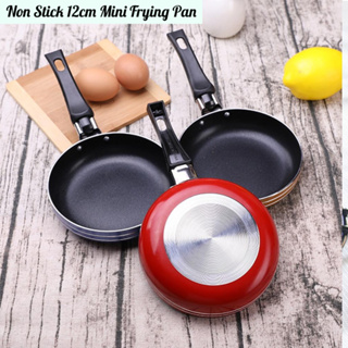 Frying Pan Mini Thick Non-stick Flat Pan Stainless Steel Pancake Fryer  Kitchen Cookware Random Color, 12cm 