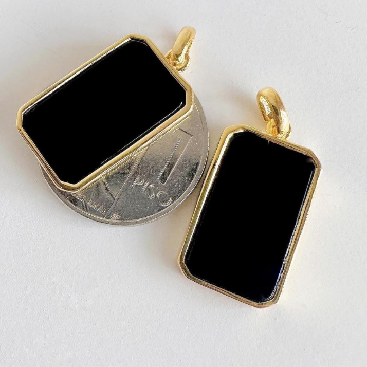 MAIBAGELYAS Black Onyx Piolo Pendant 18K Saudi Gold Pawnable Jewelry ...