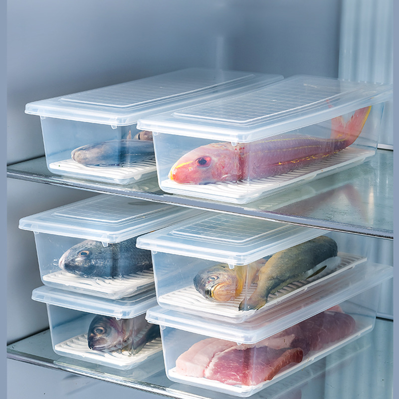 Kitchen Rectangular Refrigerator Drainage Storage Box Plastic Fruit Box ...