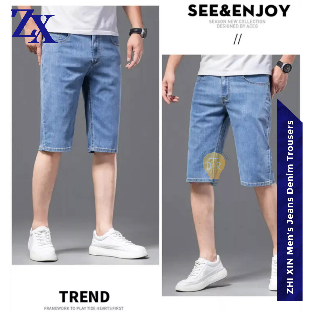 ZHI XIN Jeans Denim shorts men's summer new bussiness all-match casual ...