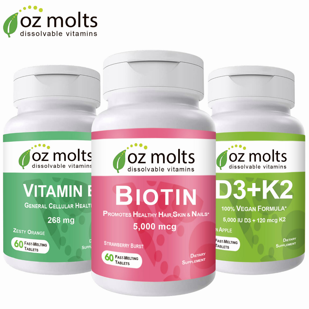Ozmolts Biotin 5000mcg Chewables Vitamin Tablets Helps Hair Growth
