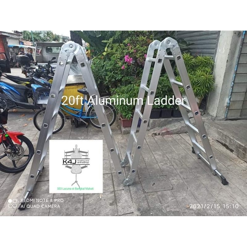 20 feet Aluminum ladder foldable Ladder A type Ladder | Shopee Philippines