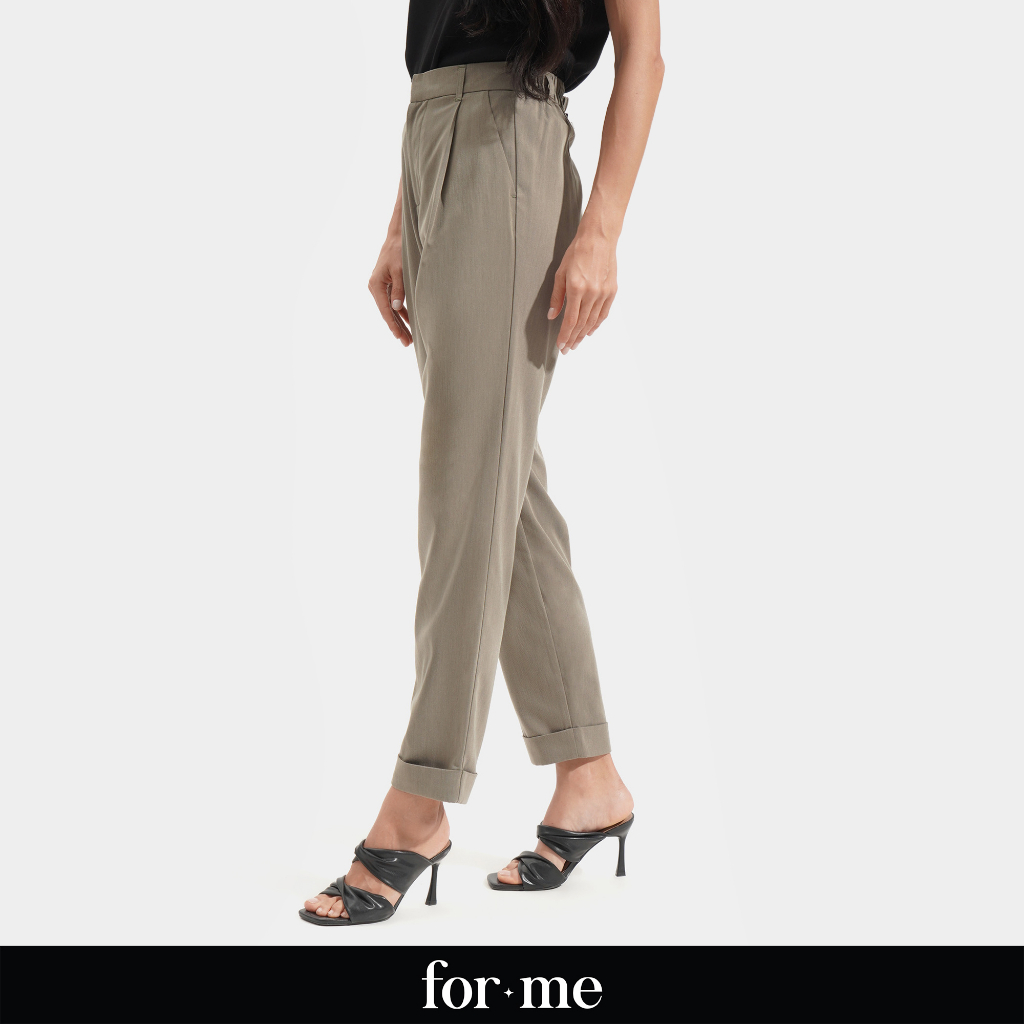 ForMe Closet Staples Cuffed Trousers Pants for Women (Olive/Old Rose ...