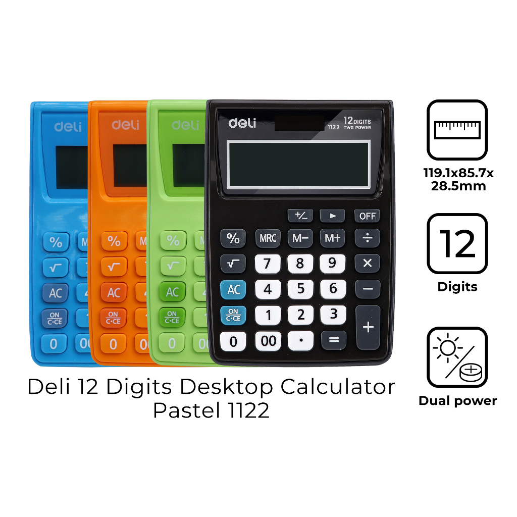 Deli 1122 Two Power Calculator Pastel 12 Digits Shopee Philippines