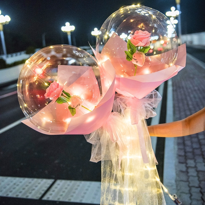 LED Luminous Balloon Rose Bouquet DIY Set Wedding Birthday partyneeds