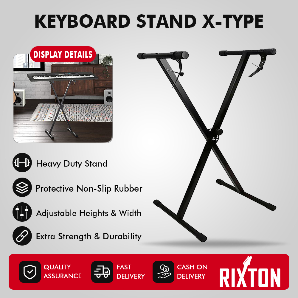 RIXTON Keyboard Portable Stand Xtype Folding Piano Keyboard Rack Metal