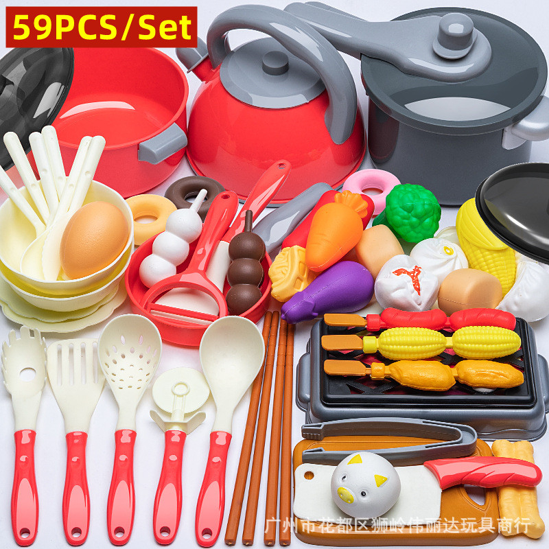 COD Cooking toy set Children's play house simulation kitchen toy set plastic kitchen Kids Best