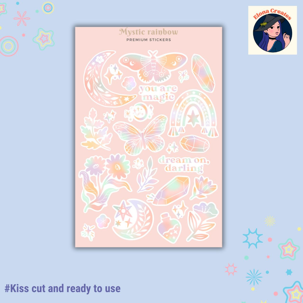 Mystic Rainbow Motivational Sticker Sheet For Planner And Journal EC ...