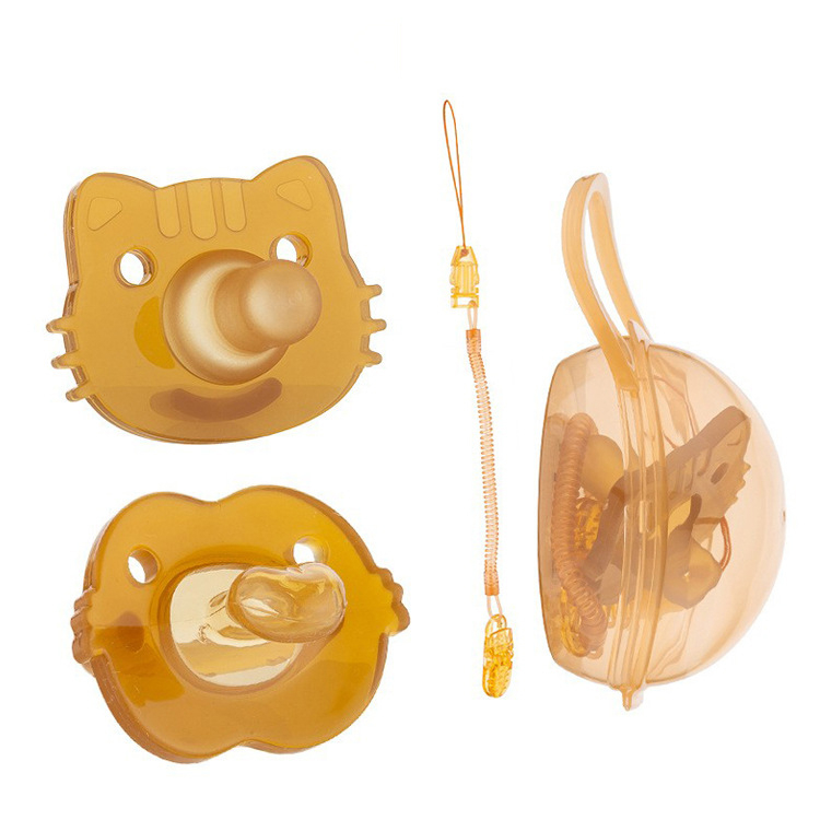 3 In 1 Portable Baby Pacifier Set Antidrop Chain Nipple Box Silicone