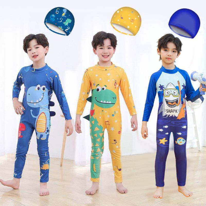 Summer Fashion 1pc Rashguard Swim Suit For Boys Cute Animal Print Dri