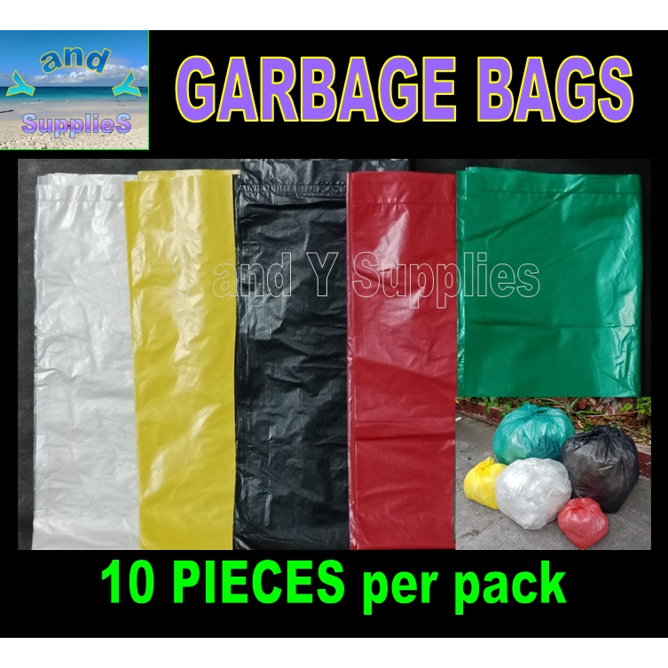 Garbage Bags, Trash Bags, 10 Pieces, Assorted Size and Color (color